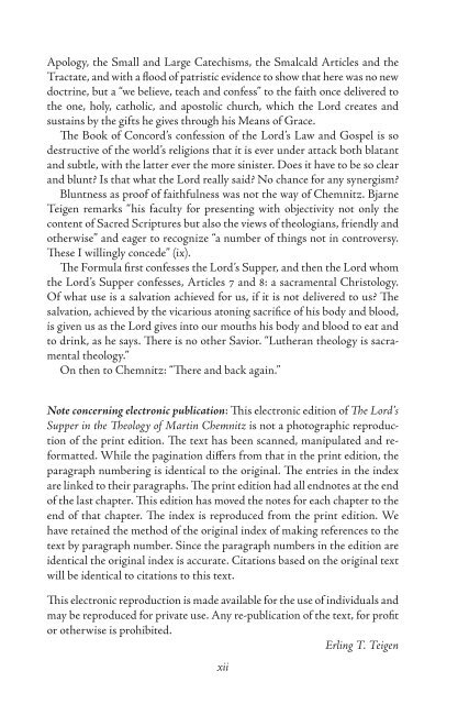 The Lord's Supper in the Theology of Martin Chemnitz Bjarne - Logia
