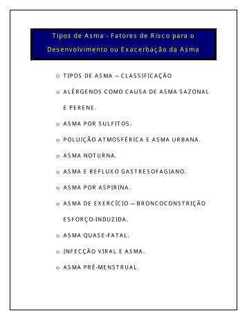 Tipos de Asma - Sociedade Clemente Ferreira