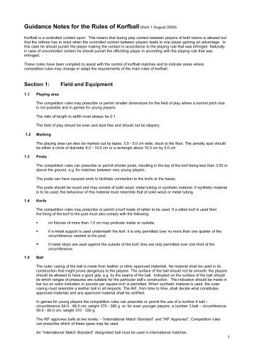 Guidance Notes for the Rules of Korfball (from 1 August 2009)