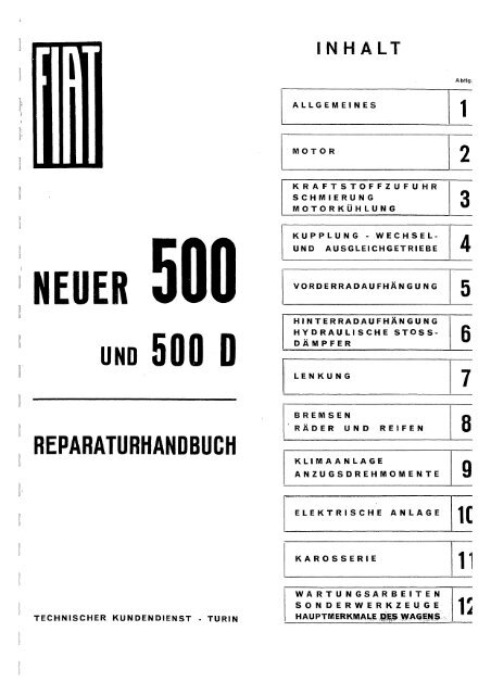 Fiat 500 Reparatur- und Werkstatthandbuch - 500er-Fiat.de