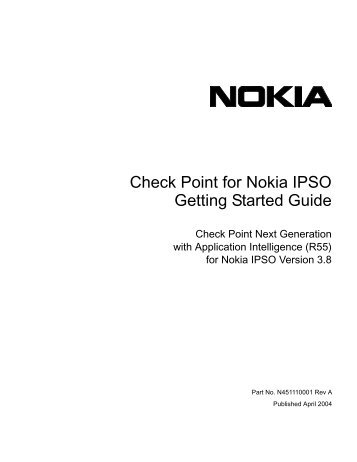 Check Point (R55) for Nokia IPSO 3.7 and 3.7.1 Getting Started Guide