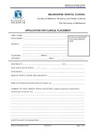 Application for Clinical Placement form - Melbourne Dental School