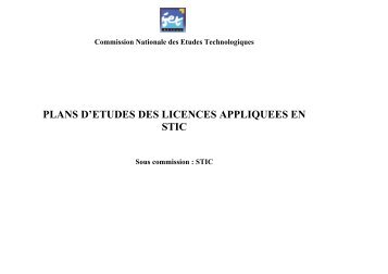 plans d'etudes des licences appliquees en stic - MinistÃ¨re de l ...