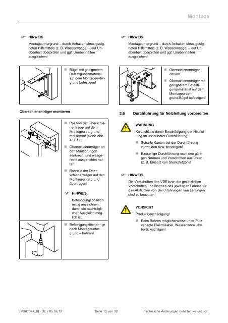 Montageanleitung WAREMA Raffstore mit akkugestÃƒÂ¼tztem Notraff ...