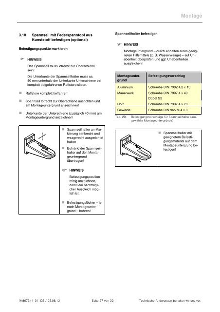 Montageanleitung WAREMA Raffstore mit akkugestÃƒÂ¼tztem Notraff ...