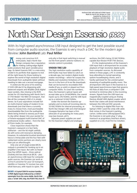 North Star Design Essensio 825 Exotic Audio