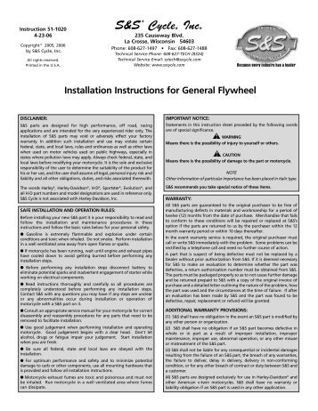 Installation Instructions for General Flywheel - S&S Cycle