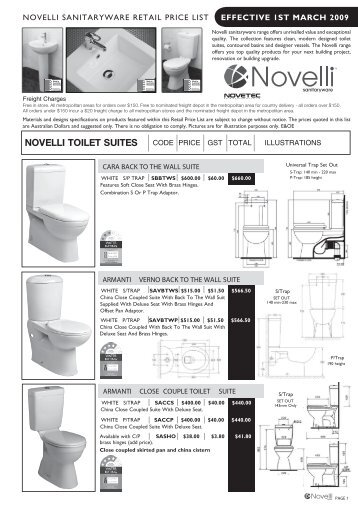 NOVELLI TOILET SUITES - Paradise Kitchens