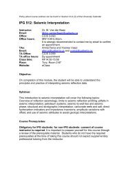 IPG 512: Seismic Interpretation - University of Alberta