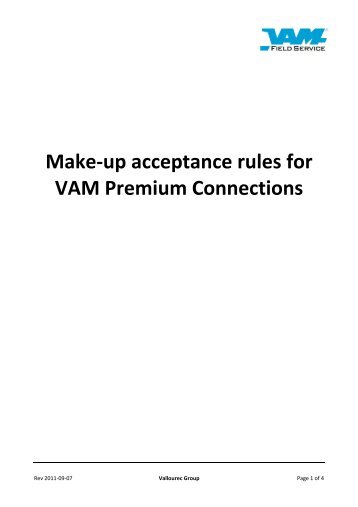 Make-up acceptance rules for VAM Premium ... - VAM Services