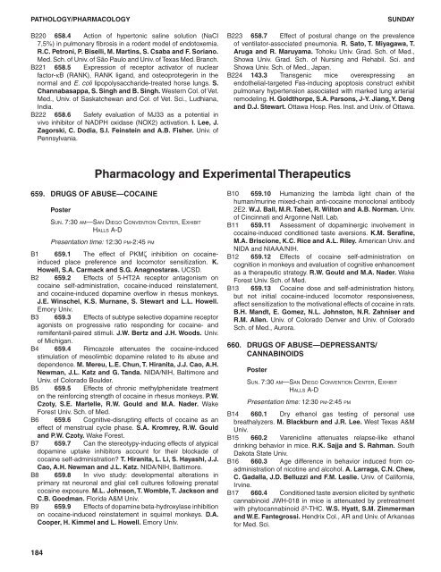 SUNDAY, APRIL 22 Across Societies â Experimental Biology