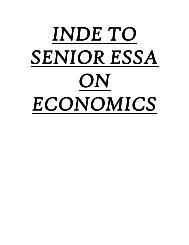 INDE TO SENIOR ESSA ON ECONOMICS - Addis Ababa University