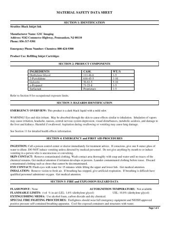 MSDS for Black Ink - Stratitec