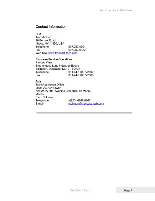 Food Safety Terminal Operators Guide - TransAct