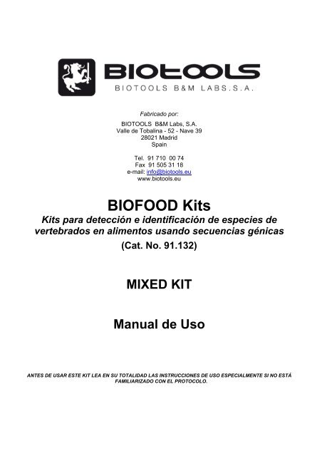 BIOFOOD Kits - Biotools