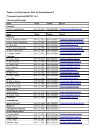 Telefon- und Email-Liste der Klinik fÃ¼r Kinderheilkunde III