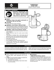 safety warnings submersible sump pump sp25a ... - Franklin Electric