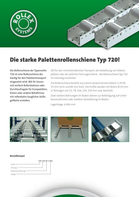 Palettenrollenschiene Typ 720 - Rollex FÃ¶rderelemente GmbH & Co ...