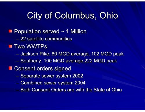 City of Columbus Wet Weather Management Plan Update