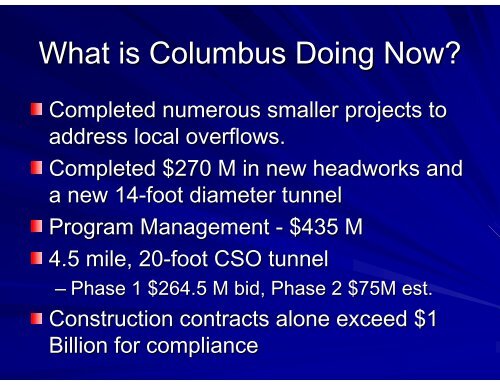 City of Columbus Wet Weather Management Plan Update