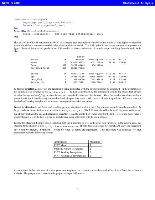 Dummy Variables and the Relationship of Deaf and ... - NESUG