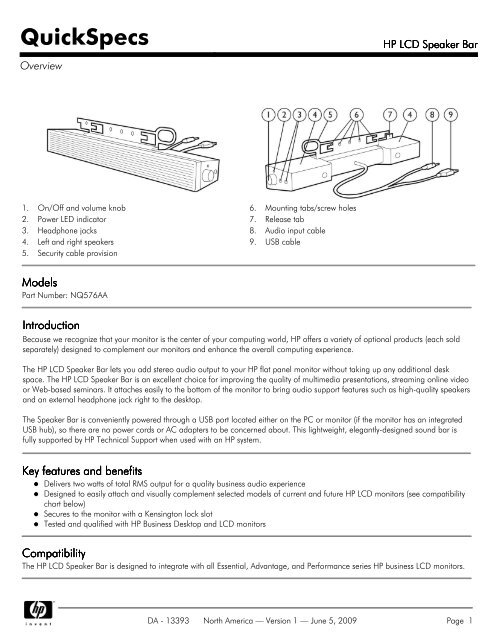 HP LCD Speaker Bar - Icecat.biz