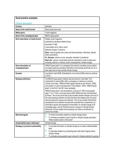 integrating sustainability themes into media - Collaborating Centre ...