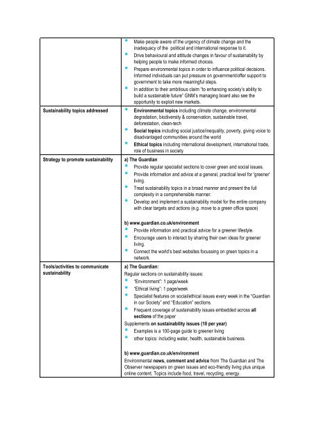 integrating sustainability themes into media - Collaborating Centre ...