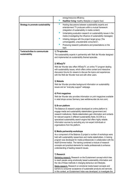 integrating sustainability themes into media - Collaborating Centre ...