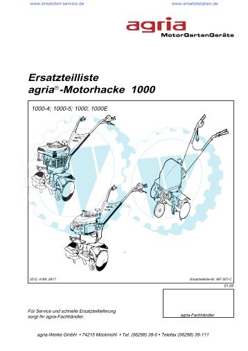 Ersatzteilliste agria -Motorhacke 1000 - WÃƒÂ¶lfnitzer Werkzeugkiste ...