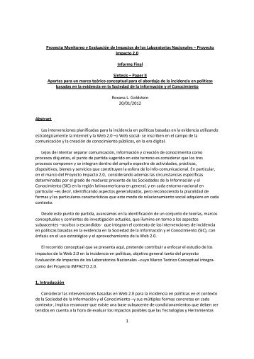 Marco TeÃ³rico Conceptual para Monitoreo y ... - Impacto 2.0