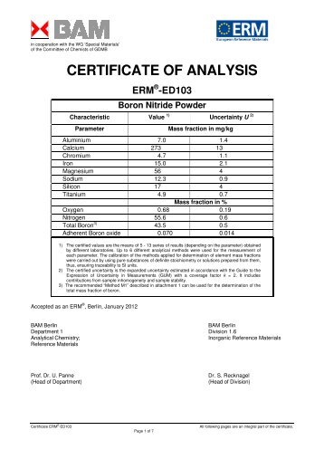 certificate "ERM-ED103" - BAM