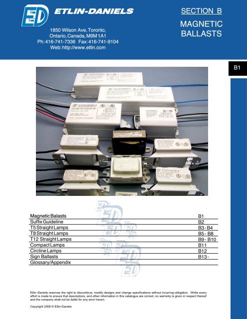 MAGNETIC BALLASTS