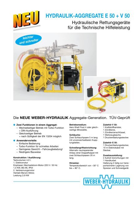 Hydraulik Aggregat E50 und V50 - WEBER Rescue