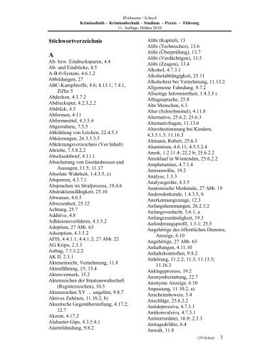 Stichwortverzeichnis - Kriminalistik