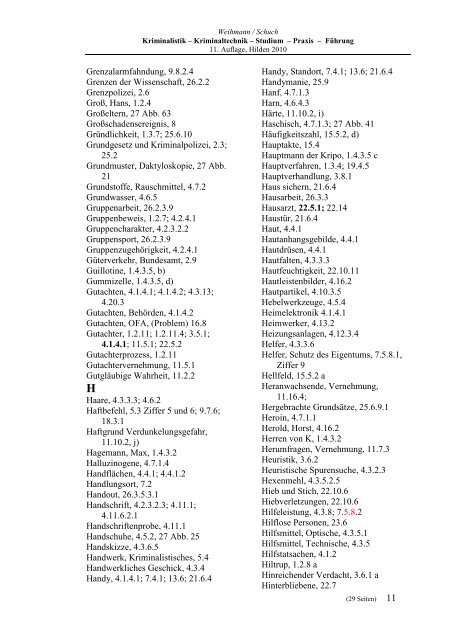 Stichwortverzeichnis - Kriminalistik