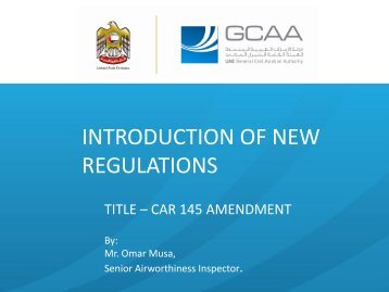 INTRODUCTION OF NEW REGULATIONS