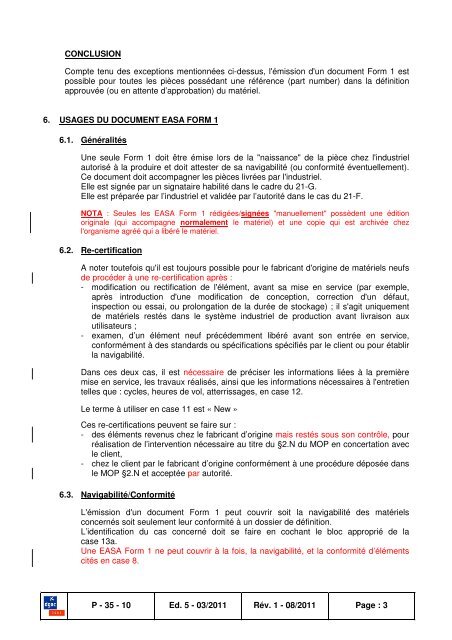 EASA Form 1 Certificat libÃ©ratoire autorisÃ© Production de piÃ¨ces ...