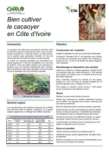 Bien cultiver le cacaoyer en CÃ´te d'Ivoire - eRails