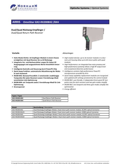 ARRIS OmniStar GX2-RX200BX2 /BX4 - Normann Engineering