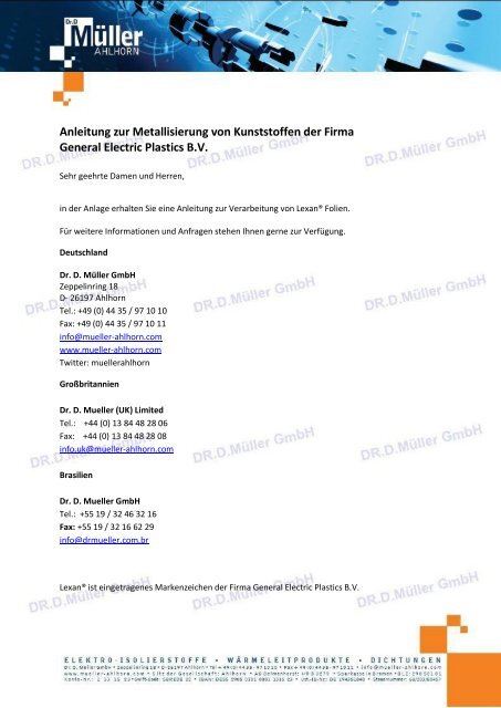 Anleitung zur Metallisierung von Kunststoffen der Firma General ...