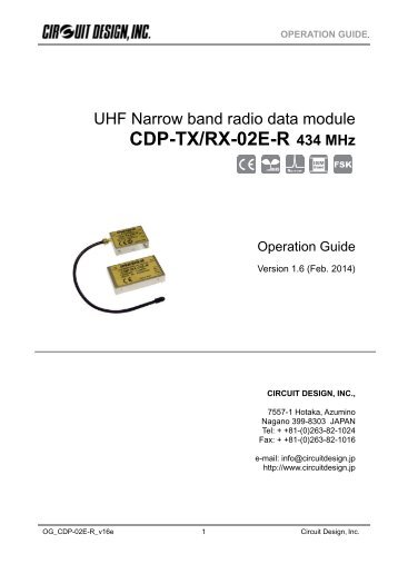 CDP-TX/RX-02E-R 434 MHz - Circuit Design, Inc.