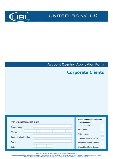 UBL UK Corporate Clients Form v5 - United Bank Limited