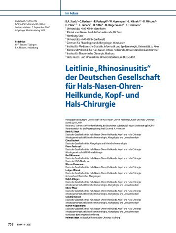 Leitlinie „Rhinosinusitis“ der Deutschen Gesellschaft für Hals ... - dgaki
