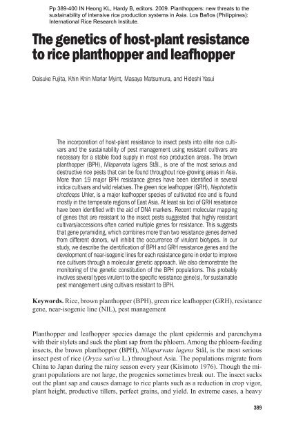 Fujita, D. et al. 2009. The genetics of host-plant ... - Ricehoppers