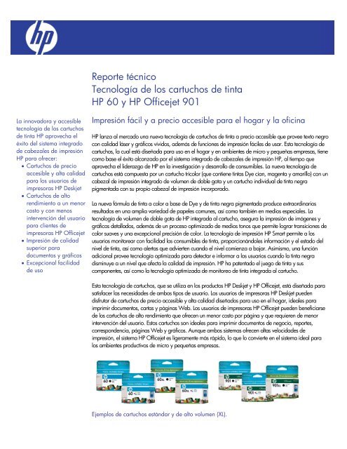 Reporte tÃ©cnico TecnologÃ­a de los cartuchos de tinta HP 60 y ... - ITM