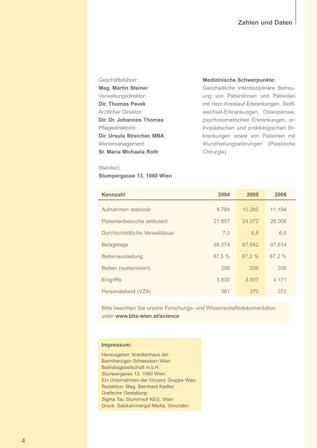 Jahresbericht 2006 als PDF downloaden - Krankenhaus der ...