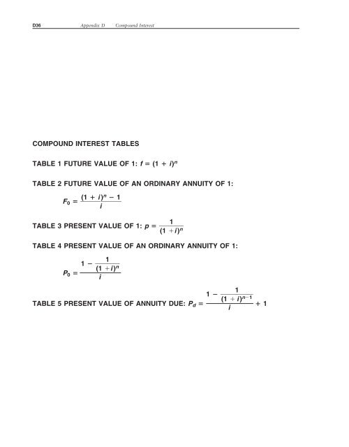 COMPOUND INTEREST TABLES TABLE 1 FUTURE VALUE OF 1: f ...