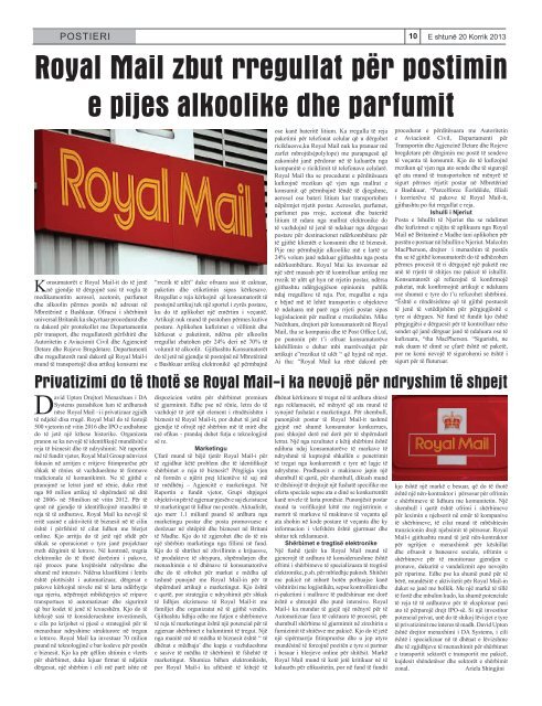 Gazeta Postieri (20 Korrik 2013) - Posta Shqiptare