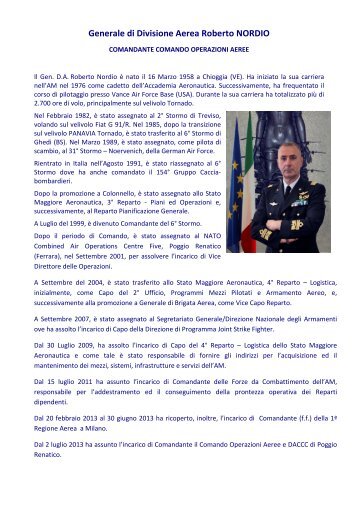 Curriculum Vitae del Generale Roberto Nordio - Aeronautica Militare ...